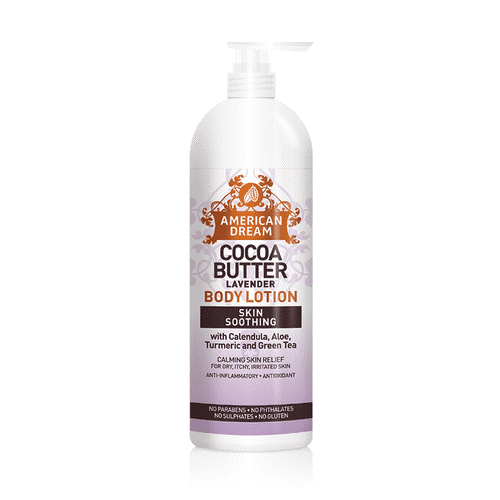 AMERICAN DREAM COCOA BUTTER LOTION LAVENDER with CALENDULA, ALOE, TURMERIC & GREEN TEA 16oz